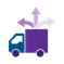 Delivery truck with arrows coming out from the top